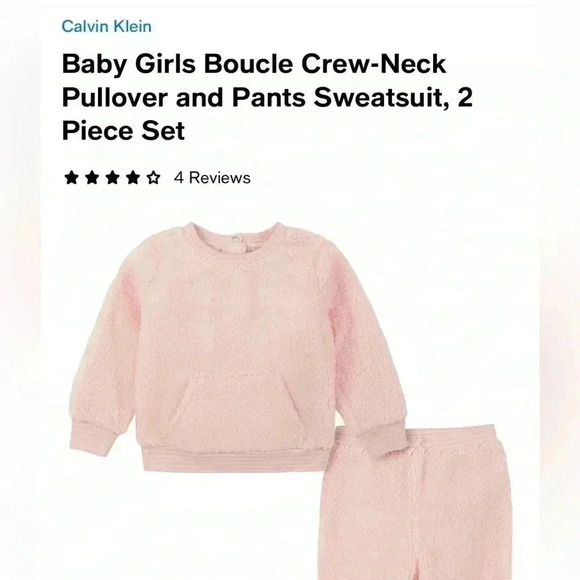 Calvin Kline Light Pink Boucle Crew-Neck Pullover Set 18 Month - Picture 2 of 2